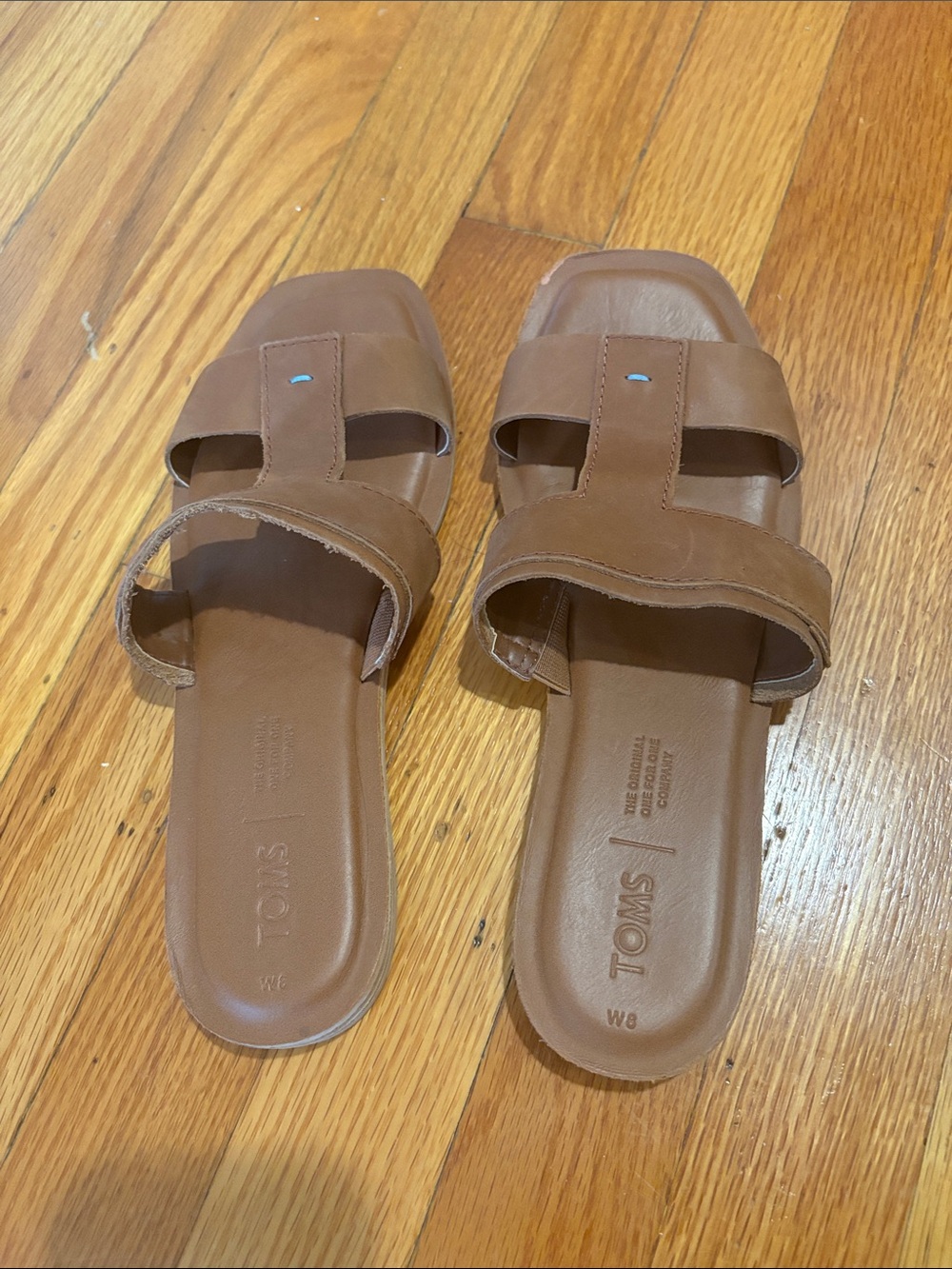 TOMS Brown Double-Strap Slide Sandals
